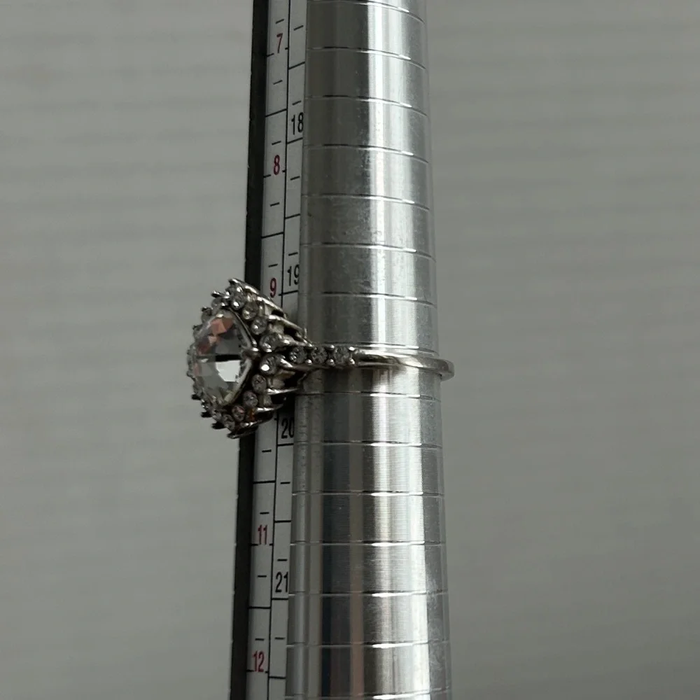 Brighton Demantur Ring Clear Crystals Silver Plated Size 9.5 & Cloth Bag